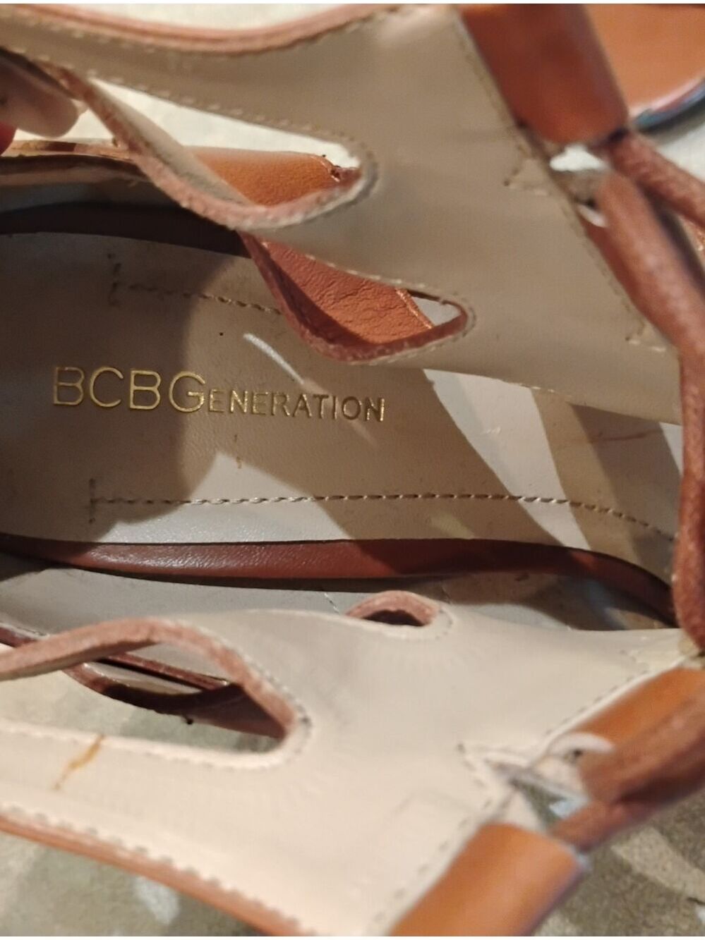 BCBGeneration Brown Lace-Up Cutout Heeled Sandals/Shoes - Picture 5 of 8